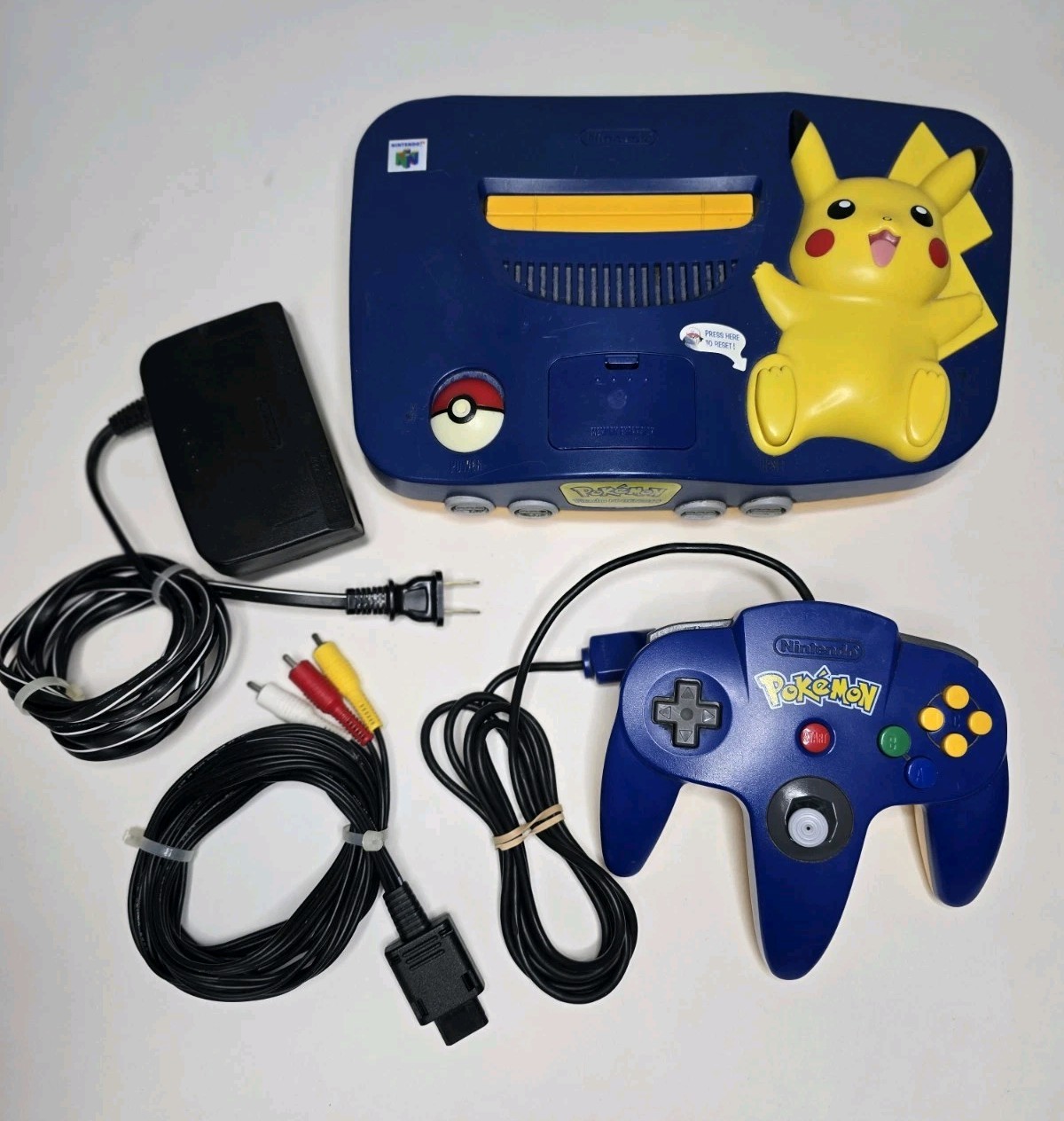 Nintendo 64 Pokemon Edition Pikachu Console W/Oem Controller US Model Authentic