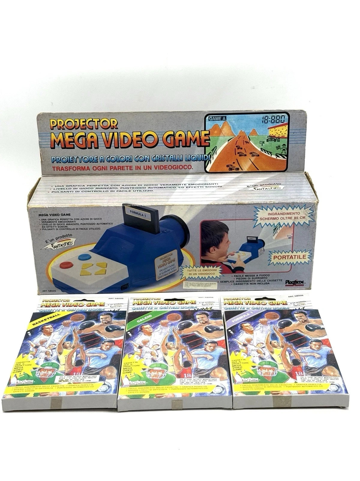 1988 PLAYTIME LIGHT GAMES PROJECTOR LCD SCREEN HANDHELD NOS + 3 Games # HD
