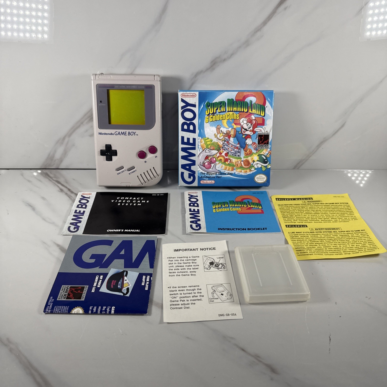 Nintendo Game Boy Launch Edition Handheld System Console DMG-01 & Super Mario 2