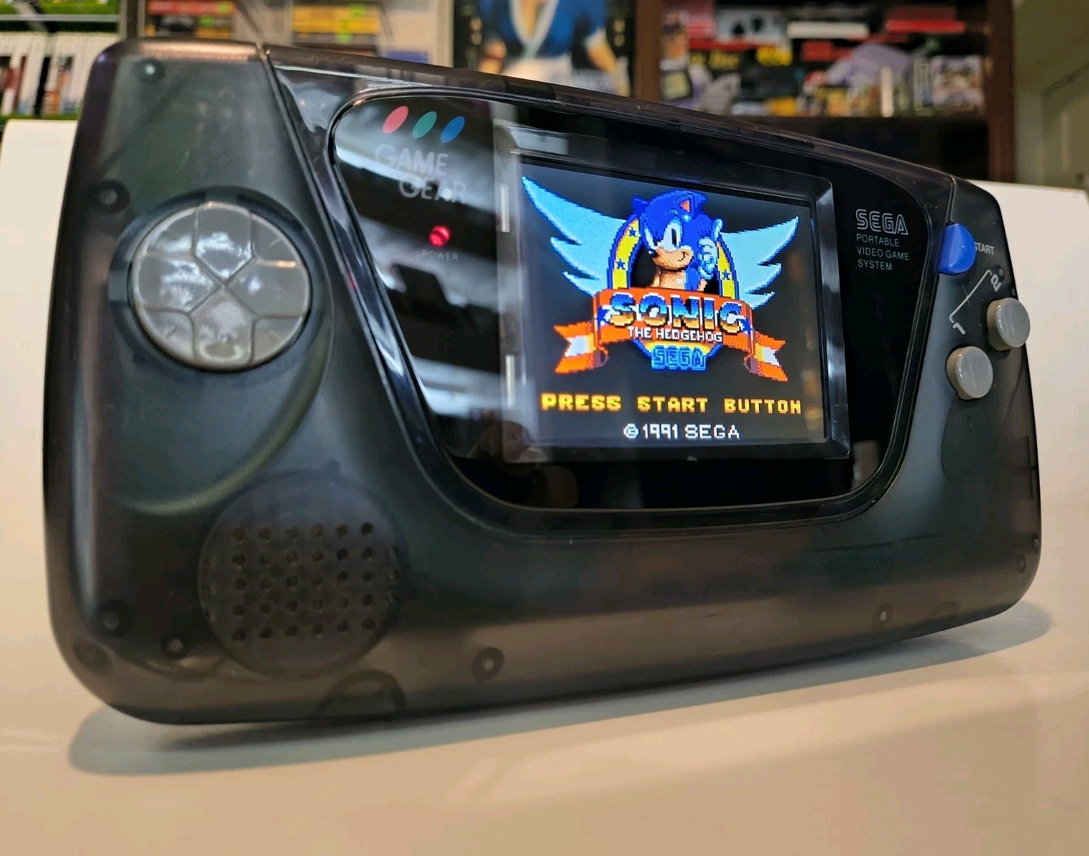 RARE Authentic Smoke Clear Black Sega Game Gear Console w Modern LCD US Seller