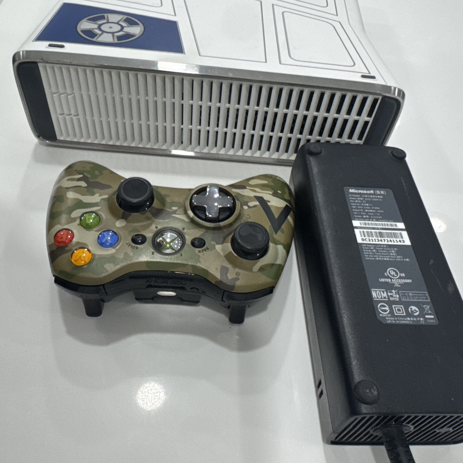 Microsoft Xbox 360 R2D2 Star Wars Console 320GB + Controller TESTED Works