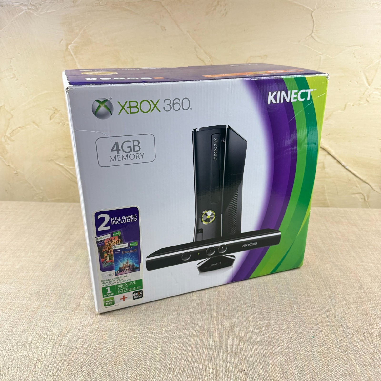 Xbox 360 Kinect Bundle • 500GB Upgrade • Boxed • Sensor, Controller, 2 Games