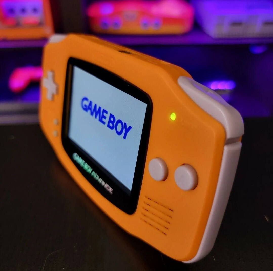 Orange Game Boy Advance GBA Console iPS V5 Backlit USB-C Rechargeable Battery