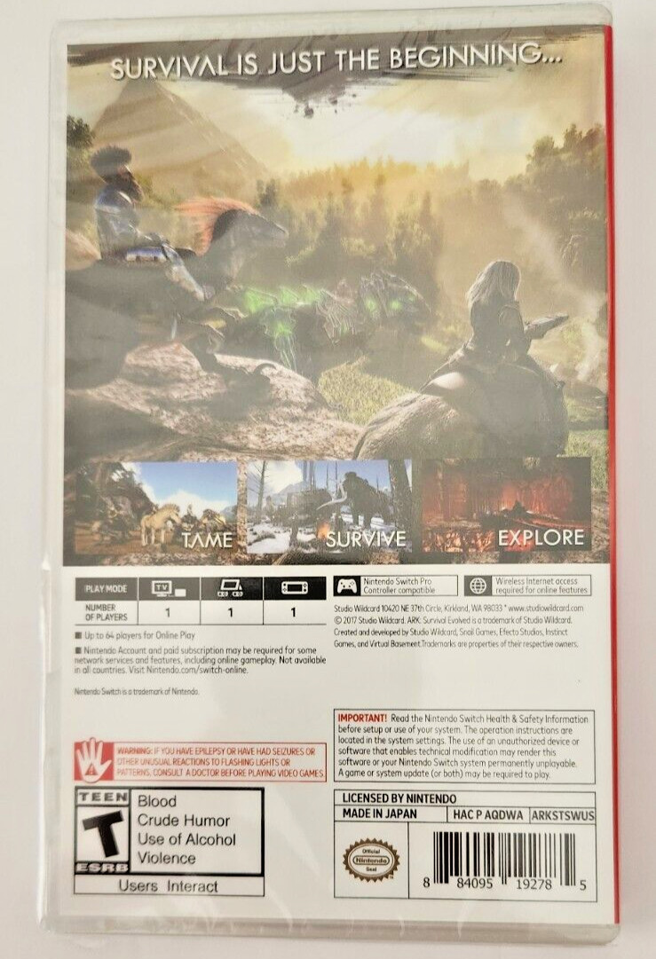 Ark: Survival Evolved Switch Brand New Game (Multiplayer, 2017 Action Survival)