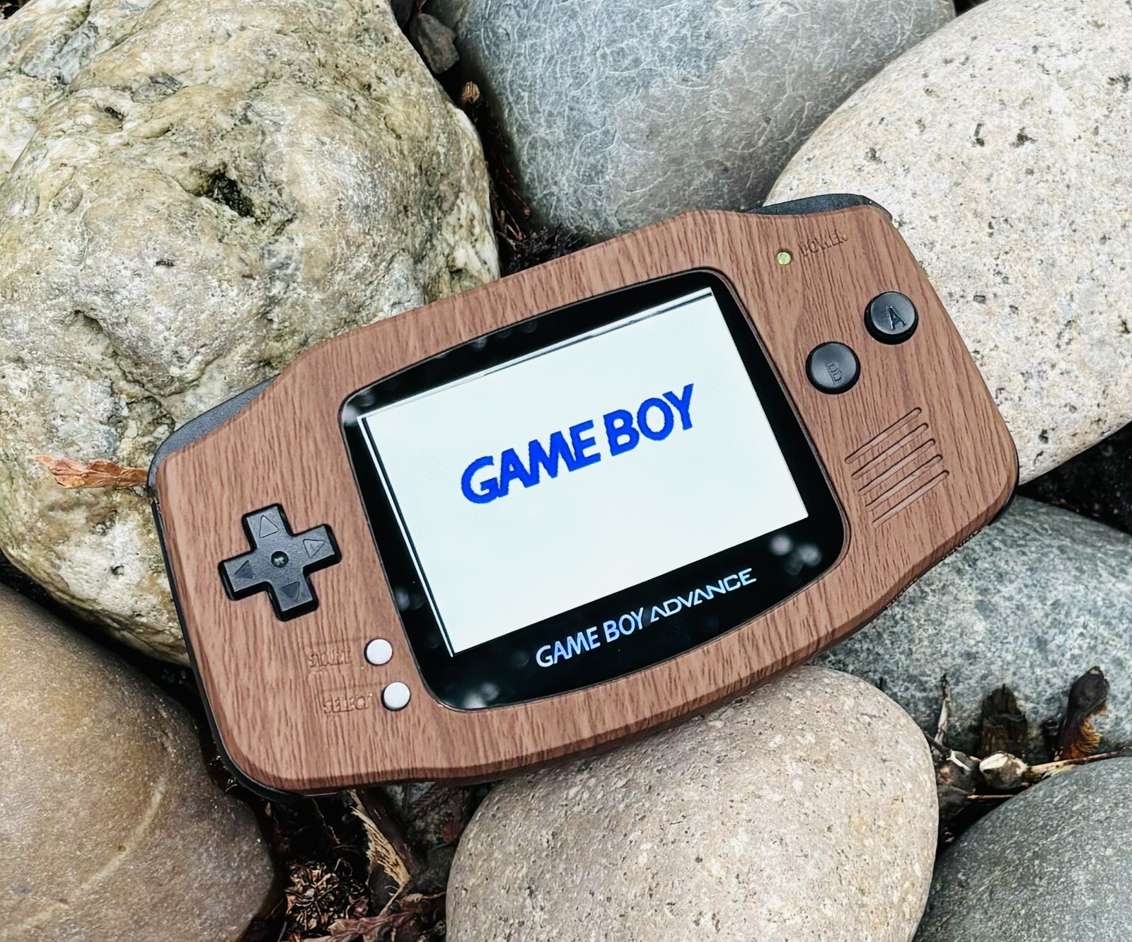 Gameboy Advance Soft Touch Wood Pattern Gaming Console IPSV2 Backlight & USB C