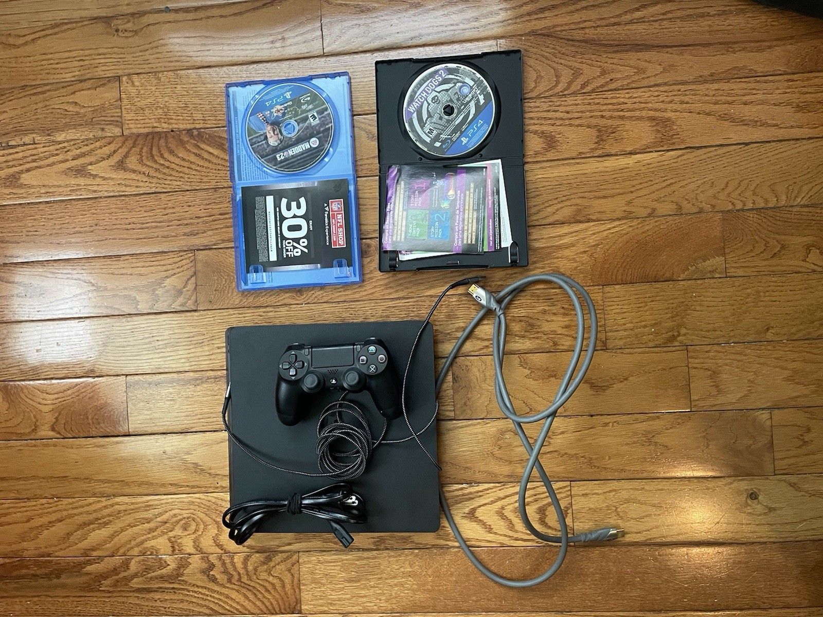 Sony PlayStation 4 Slim 500GB Black Console with Original Controllers and Games