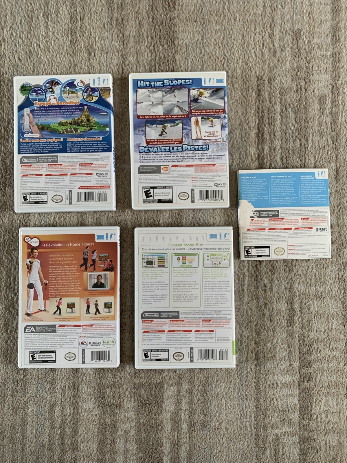 Nintendo Wii Bundle 2 MotionPlus Remotes Wii Sports Resort Fit Active We Ski