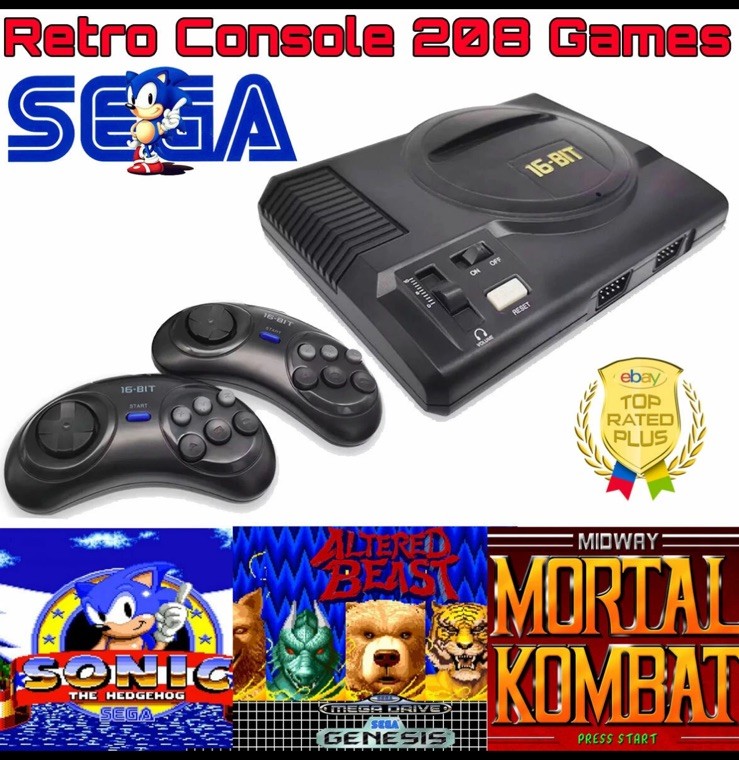 Sega Genesis Retro Console Console 208 Games Included Retro Console 16 Bit Games