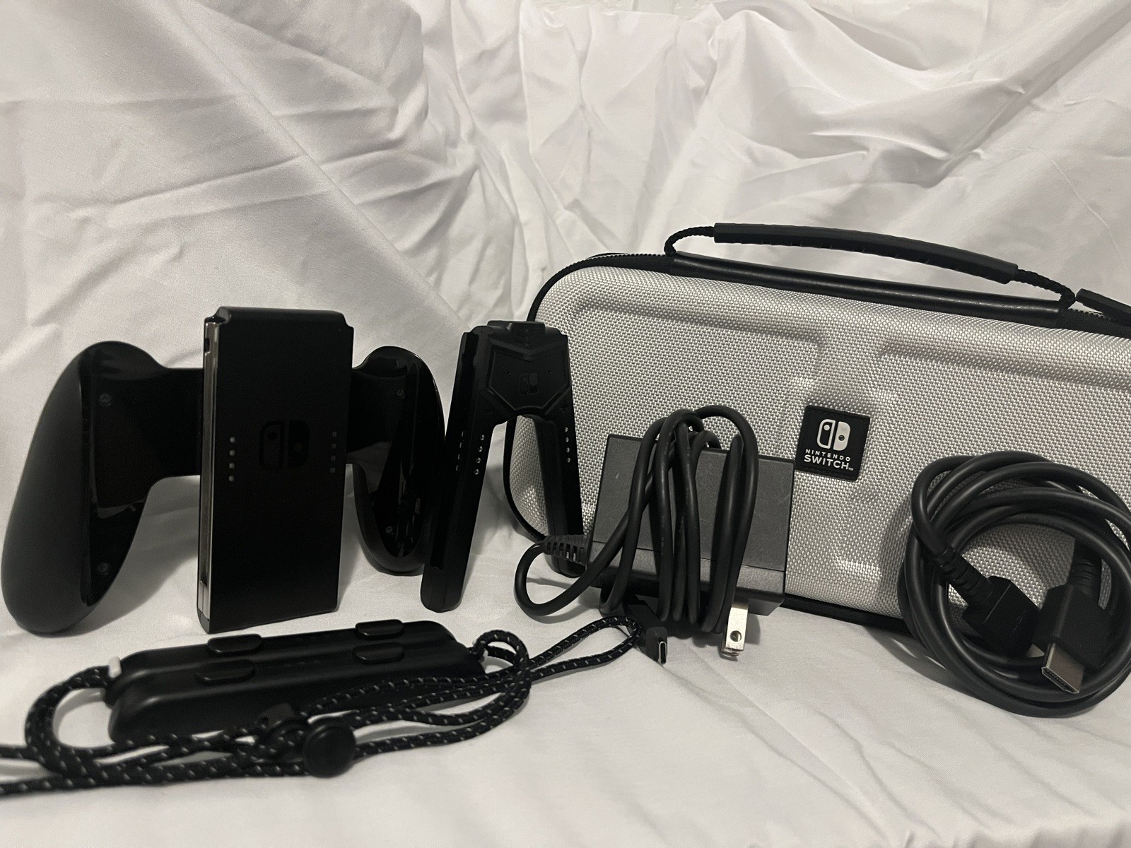 Nintendo Switch OLED System Black Console w/White Joy-Cons + Dock, Case
