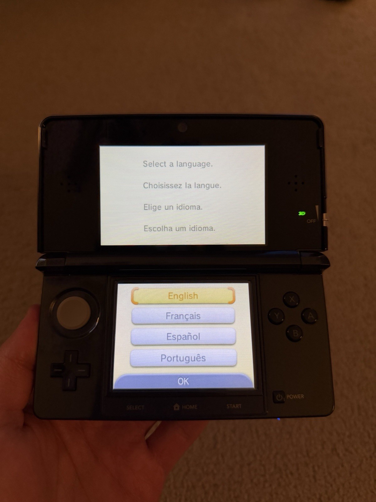 Nintendo 3DS Cosmo Black Handheld Console 128GB SD Card New Battery Working