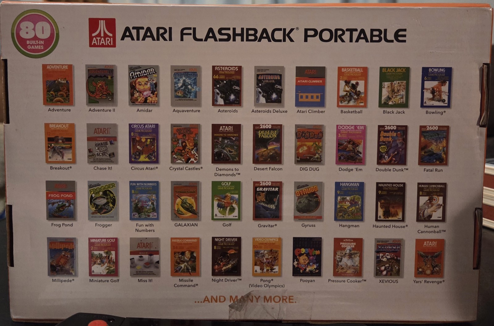🔥2018 AtGAMES ATARI FLASHBACK PORTABLE (#AP3280) W/ 80 BUILT-IN GAMES *TESTED*