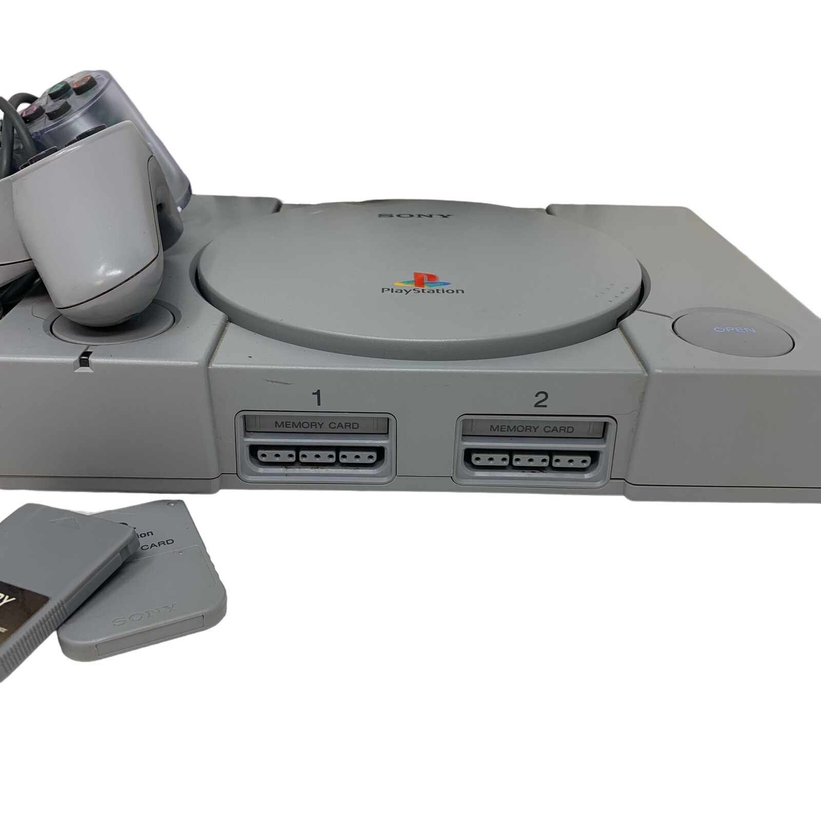 PlayStation System PS1 Bundle Cords 4 DualShock Controllers 2 Memory Cards
