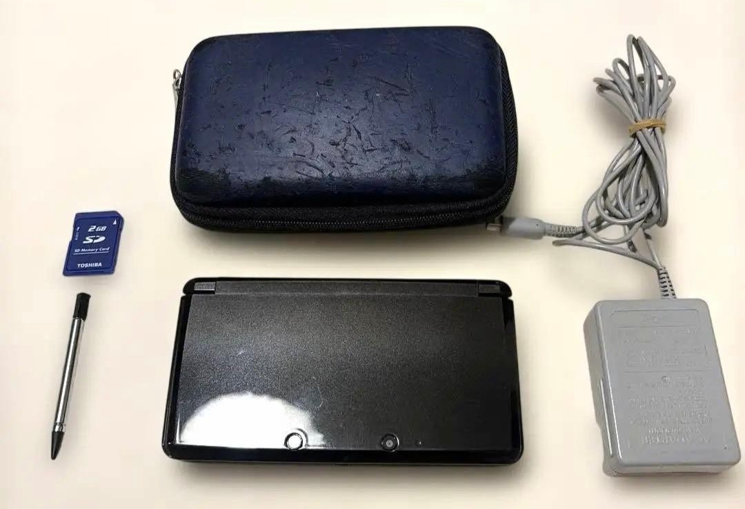 Nintendo 3DS Cosmo Black Japan Region Locked NTSC-J Tested Working Bundle 026