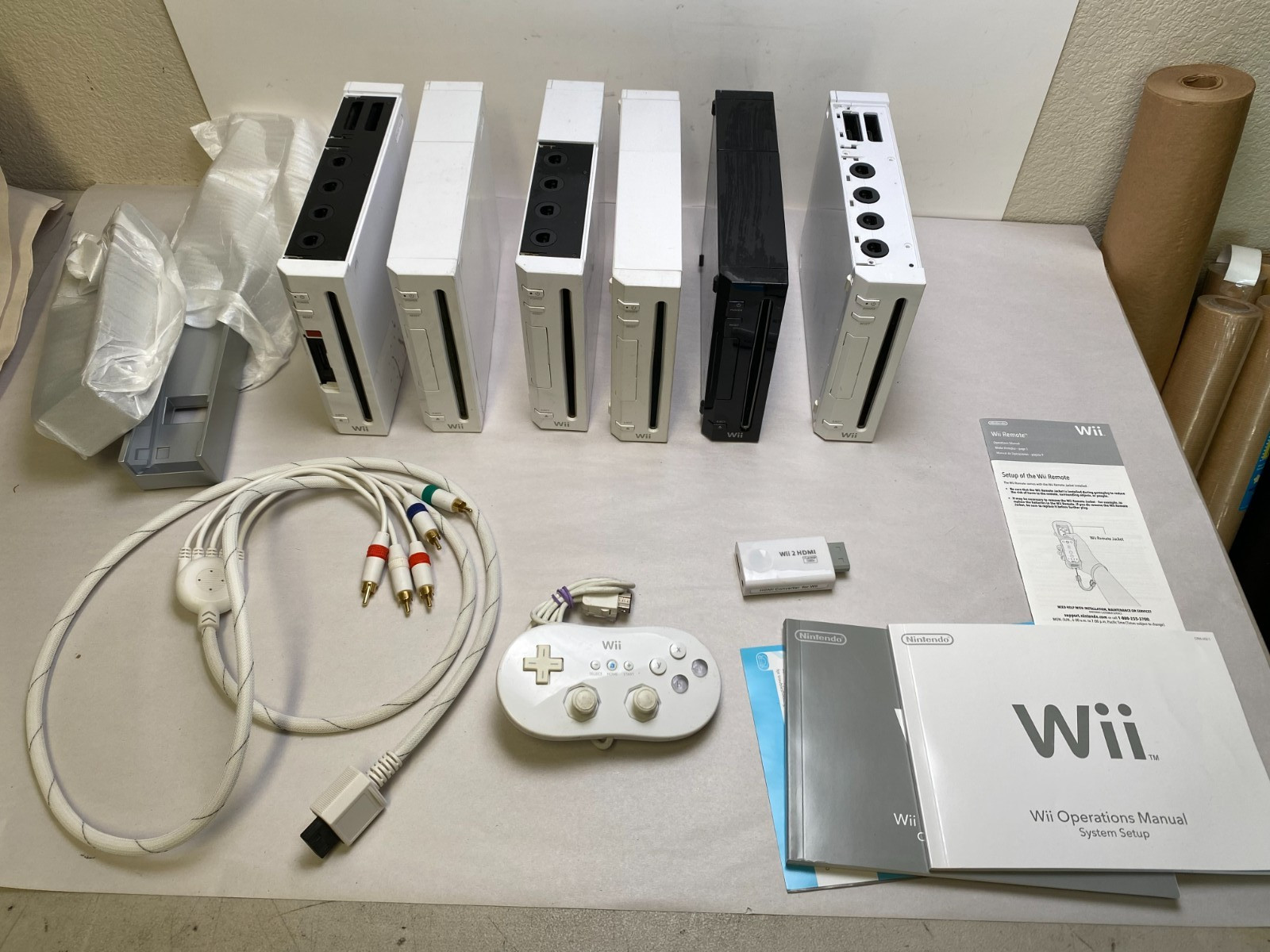 Lot of 6 Tested Working Nintendo Wii Game Consoles Only RVL-001 + Extras