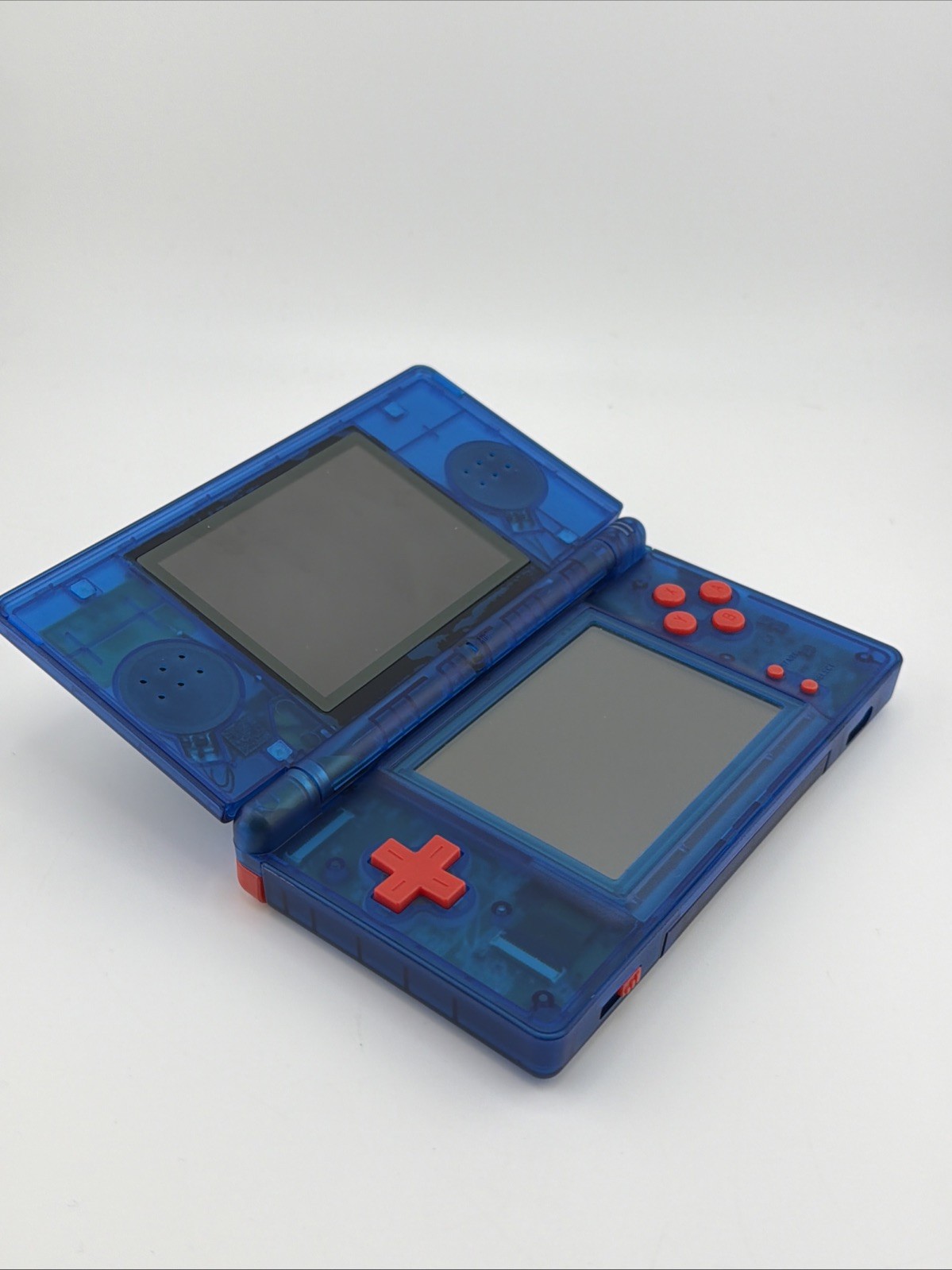 Nintendo DS Lite Transparent Clear Deep Ocean Blue Handheld with Charger & Case