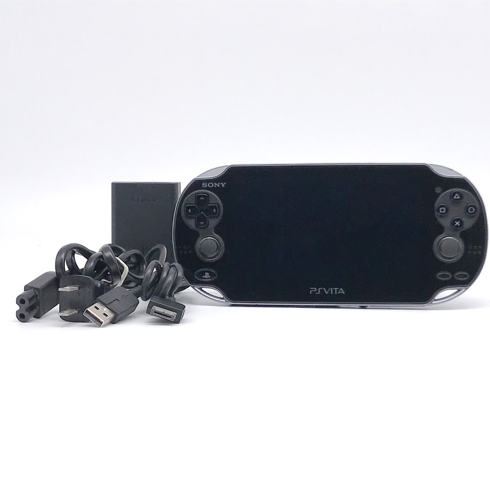 SONY PS Vita PCH-1100 Crystal Black Wi-Fi OLED w/ Charger “Excellent”