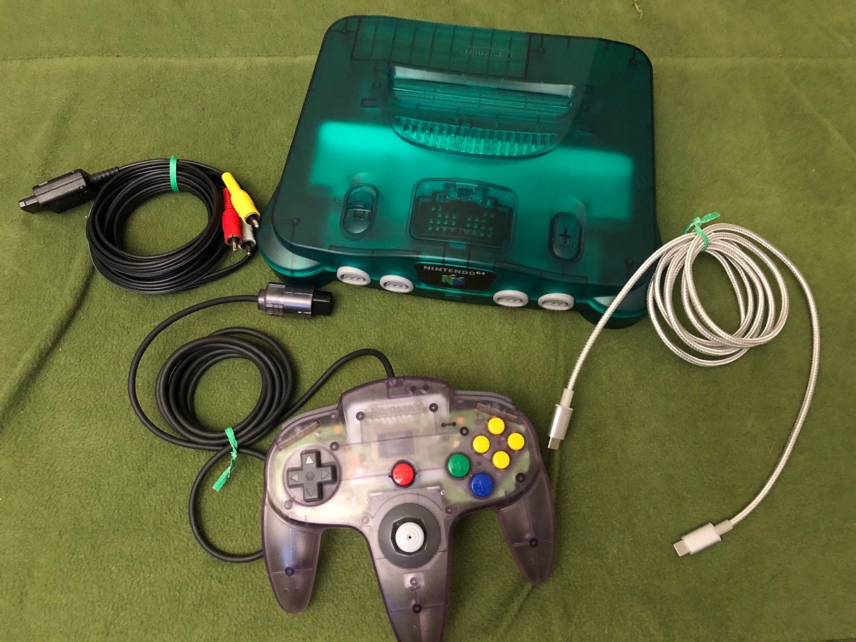 Nintendo 64 Transparent green N64 Console RGB Mod Bundle – USB C PSU