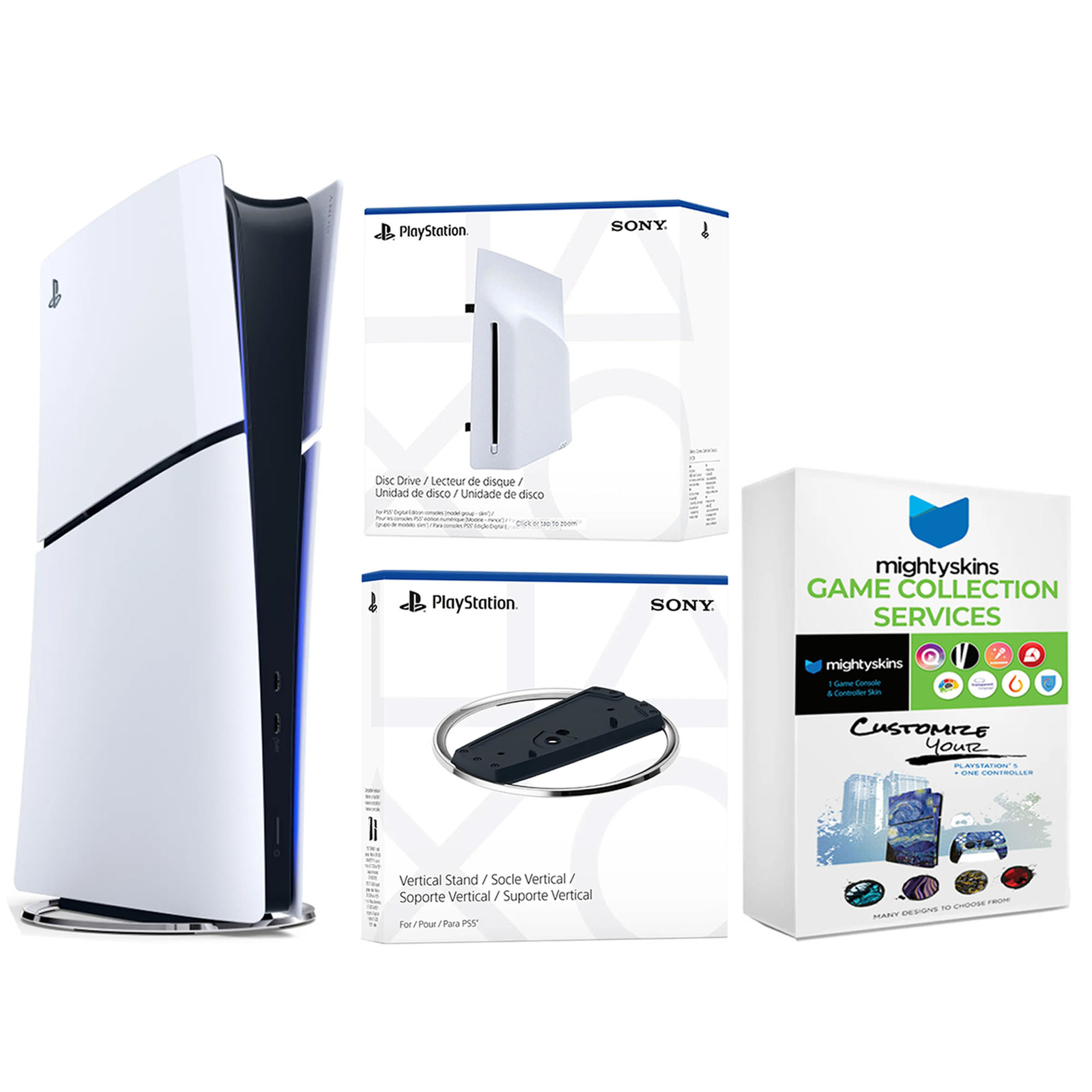 Sony Playstation 5 PS5 Slim Digital + Disc Drive + Vertical Stand