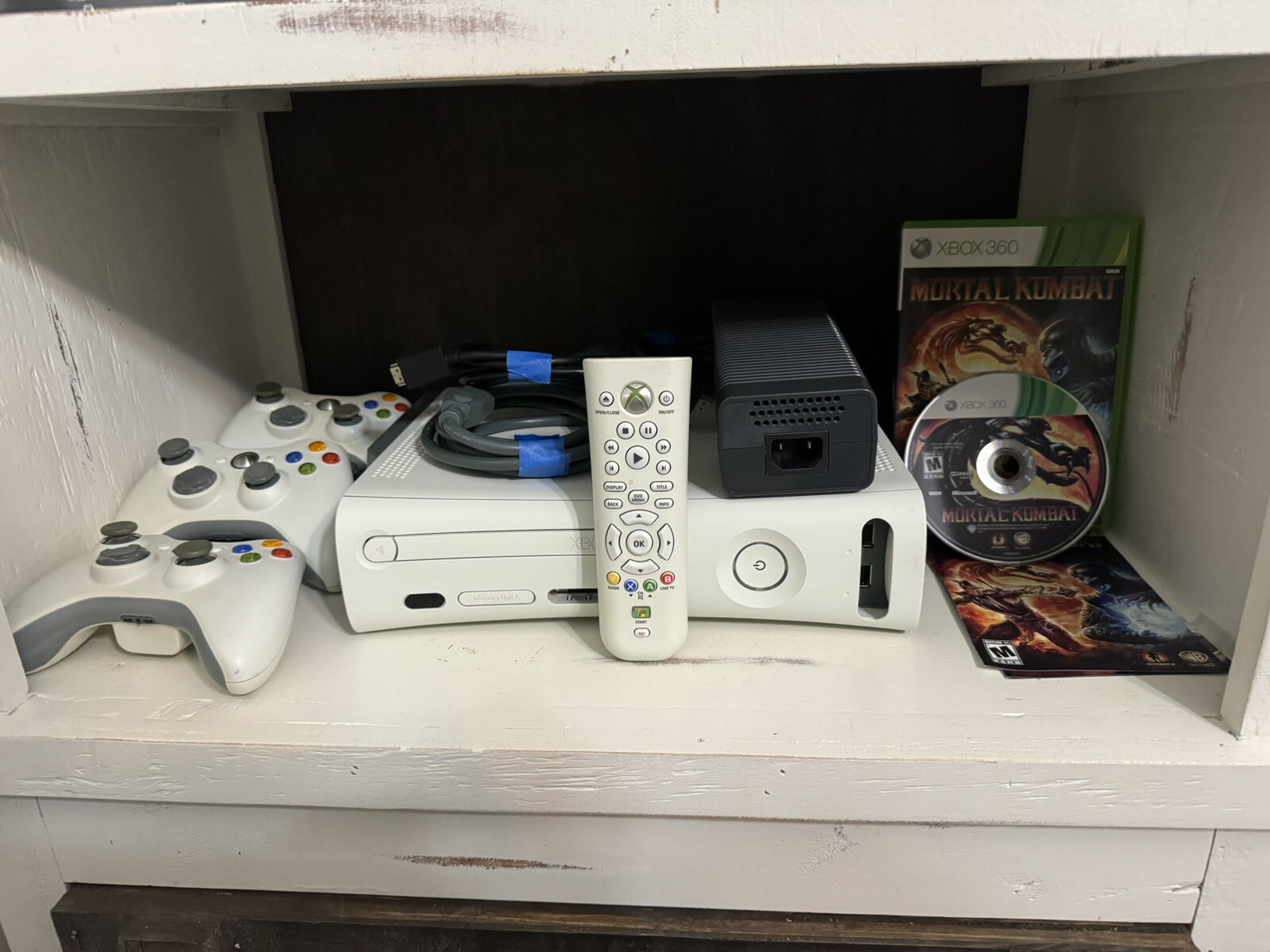 Microsoft Xbox 360 Console 20GB HDD Bundle + 3 Controllers 1 Game Remote Tested