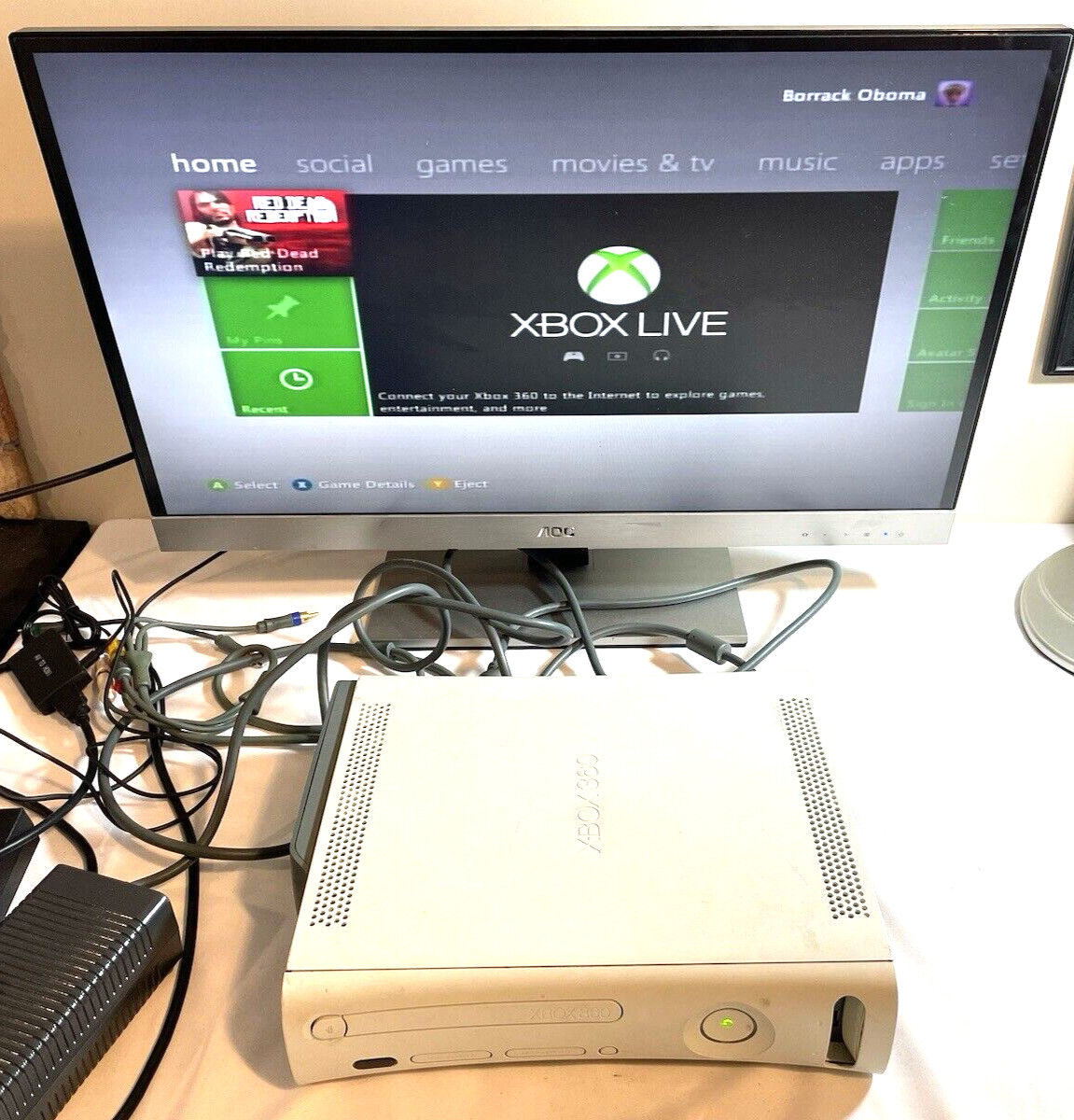 XBOX 360 ARCADE CONSOLE w/ Box, Hookups +12 Games – Tested Works *READ*