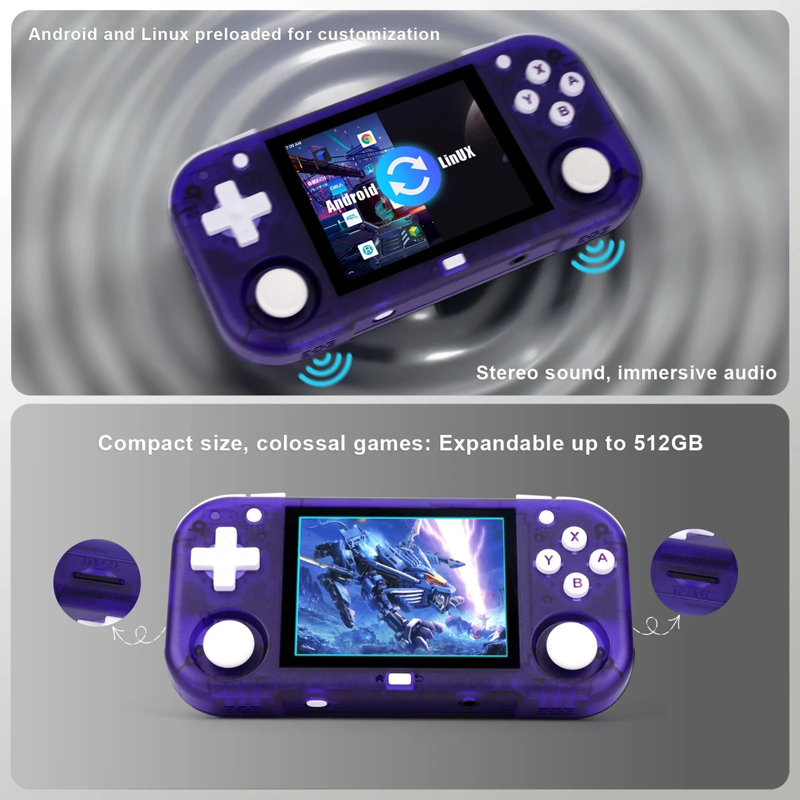 AMPOWN Mini Zero 28 Handheld Game Players Consoles 2.8 Inch IPS