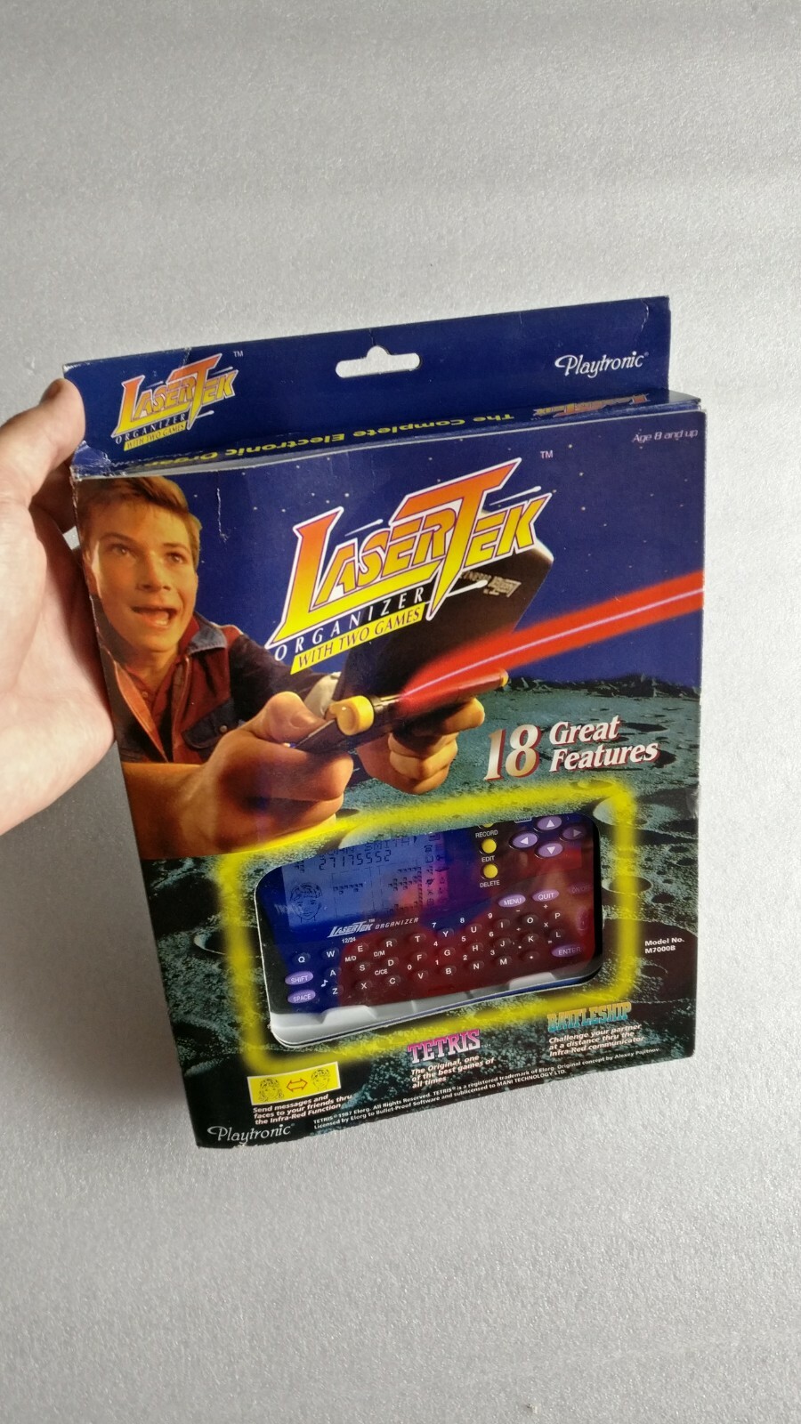 Vintage 1987 Laser Tek Organizer 2 Games TETRIS & Battleship by Playtronic New