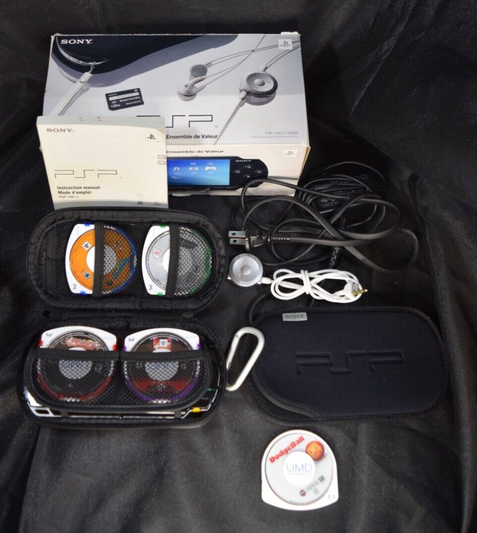 Sony PlayStation Portable Value Pack – Black (PSP-1001K) With Games/Movies NO SD