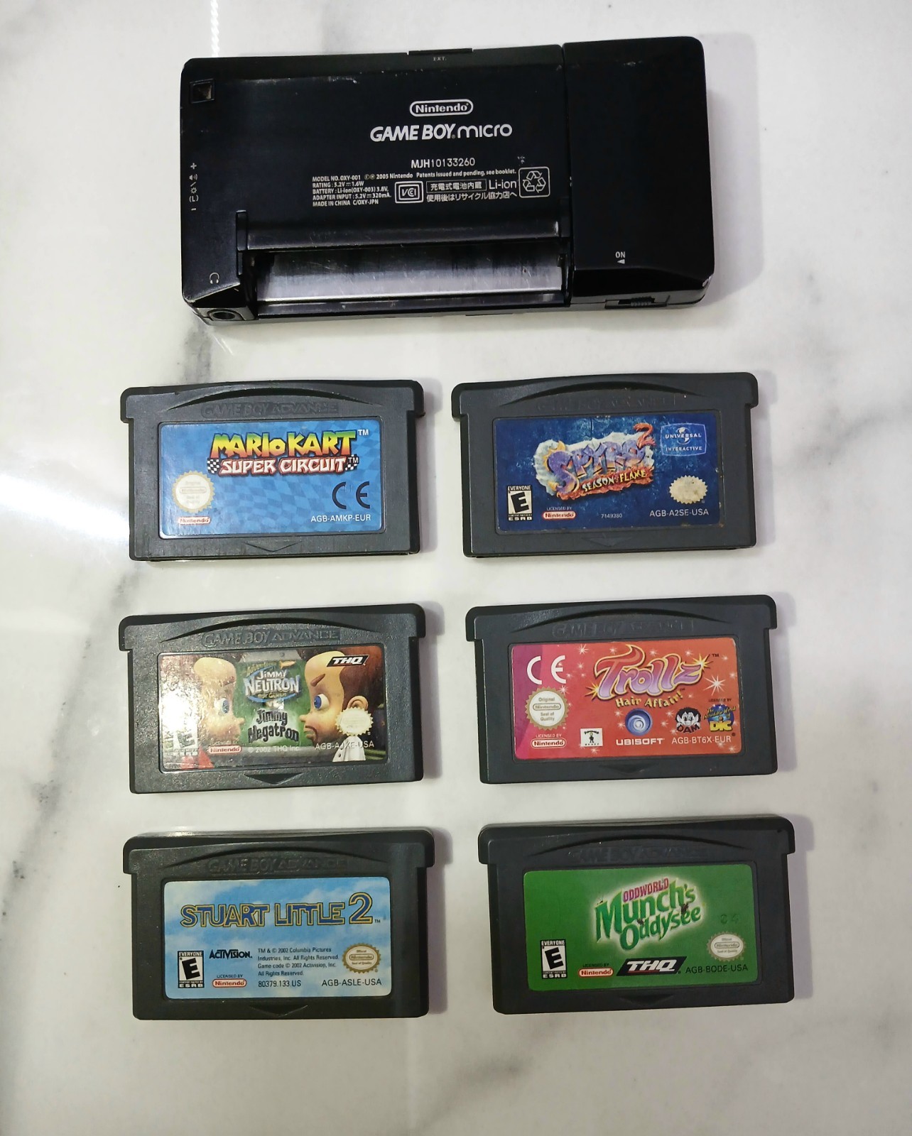 Nintendo Game Boy Micro Handheld Console Black OXY-001 With 6 Authentic Games
