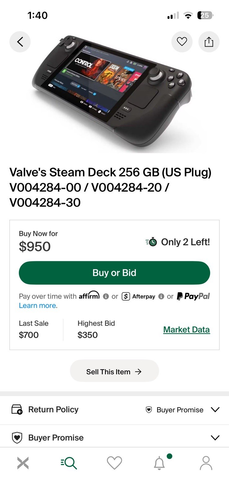 Valve Steam Deck 256GB Handheld System 1280×800 Black w/ Carrying Case