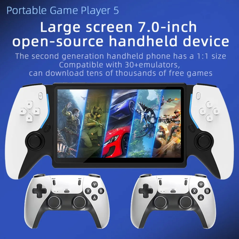 7.0 Inch IPS Screen Linux System Retro Handheld Gaming Console 64GB, Dual Contro