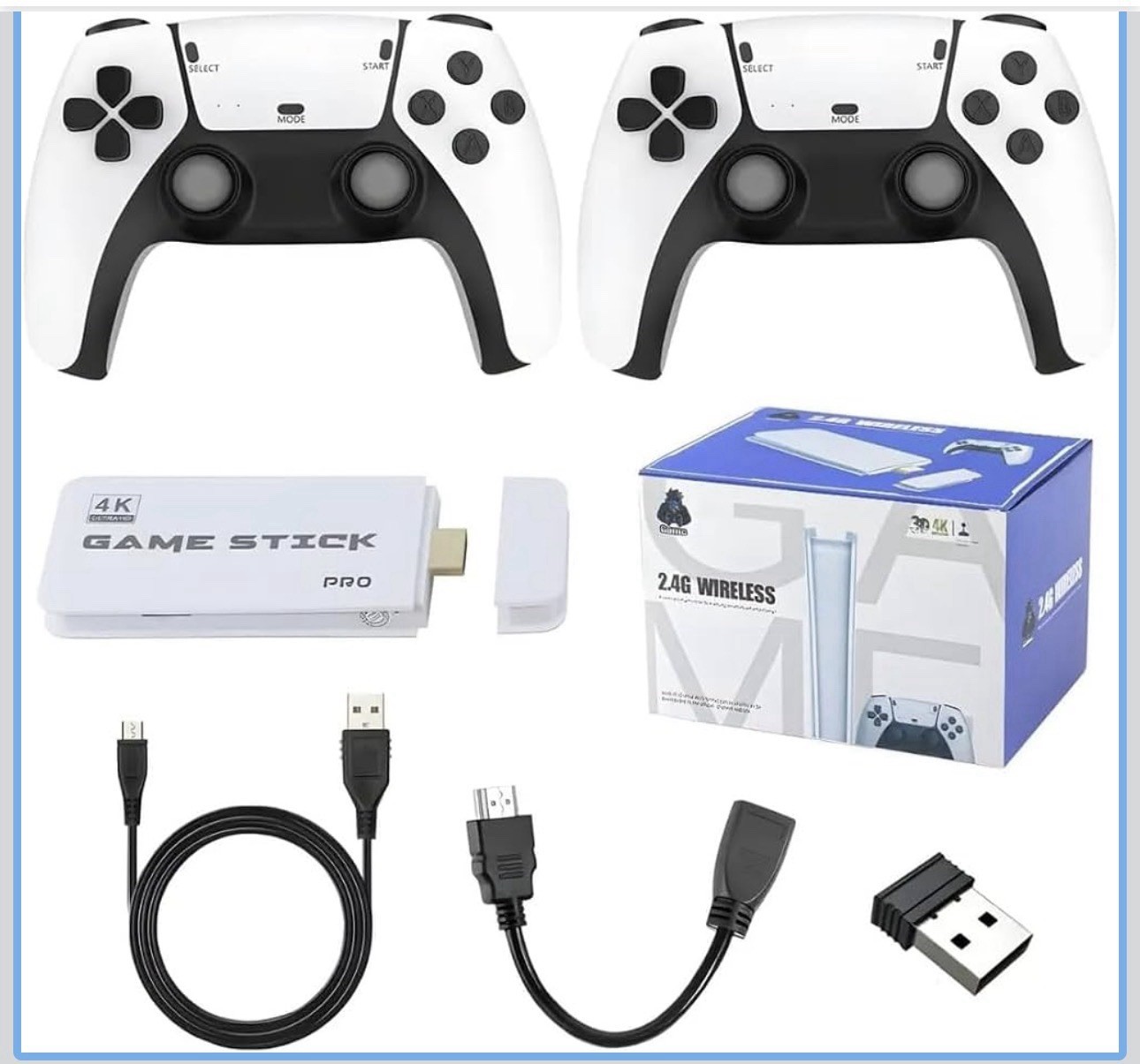 Game Stick Pro 4K UHD HDMI Microconsole Set w/ 2 Wireless Controllers 128GB