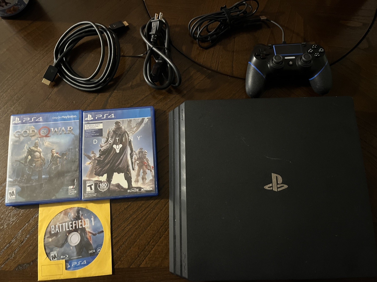 Sony PlayStation 4 Pro PS4 1TB Black Console with games and controller