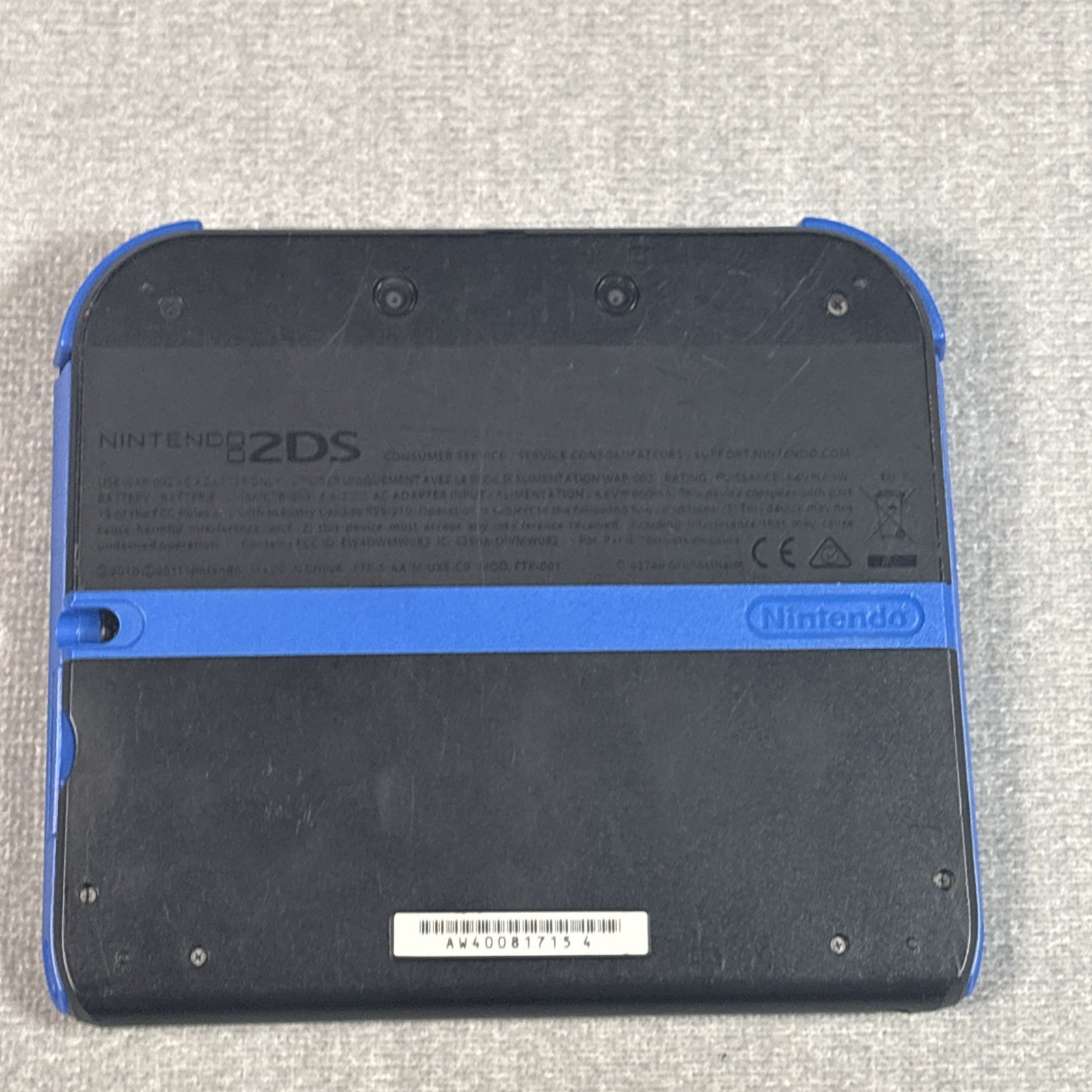 Nintendo 2DS Black & Blue Console Tested Working With Case & Charger