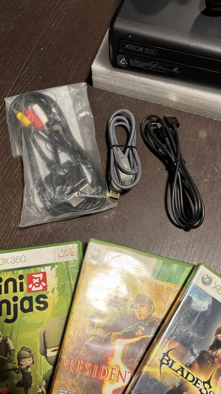 Microsoft Xbox 360 Slim Console Bundle With 4 Great Games, 2 Controllers & Dock