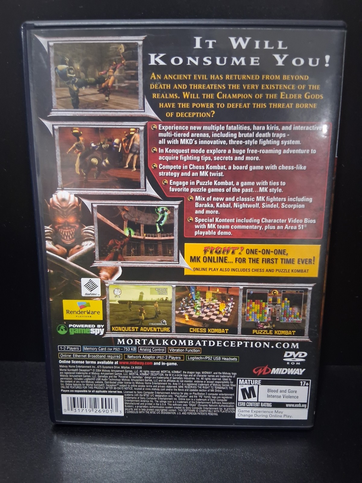Mortal Kombat Deception Complete In Box CiB Tested PS2 PlayStation 2 Black Label
