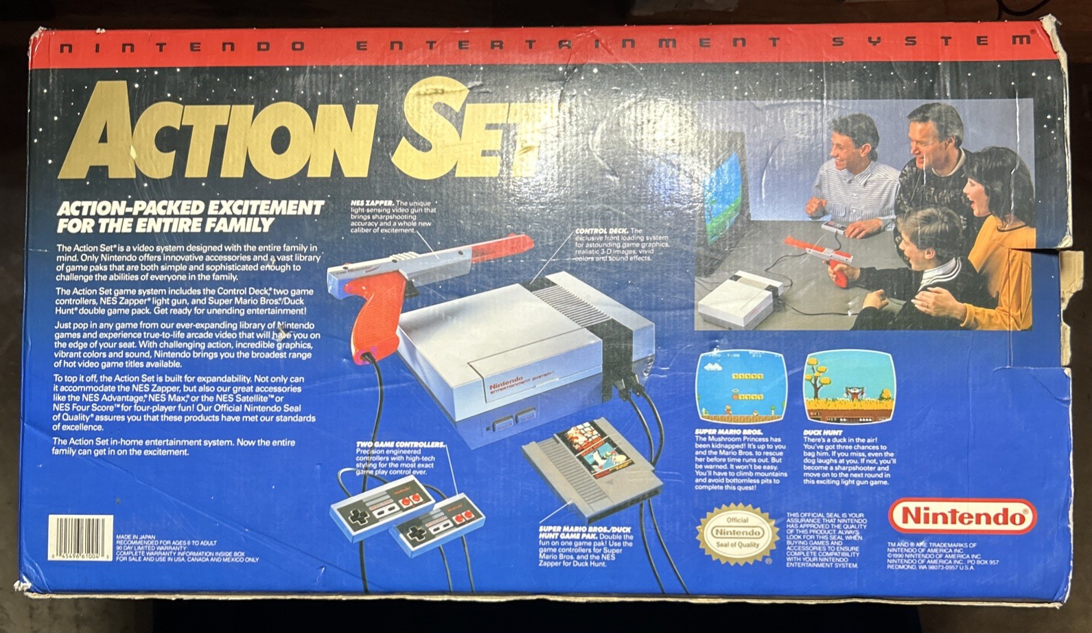 Nintendo Entertainment System NES Action Set CIB Box With Zapper And Game