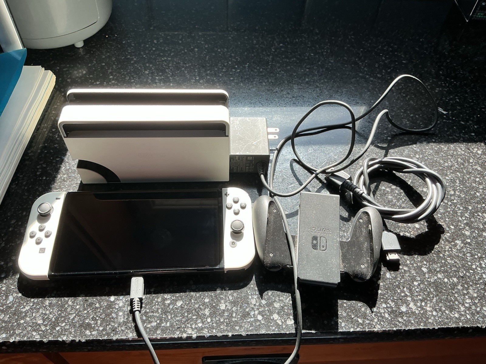 Nintendo Switch White Console with Base Accessories Excellent