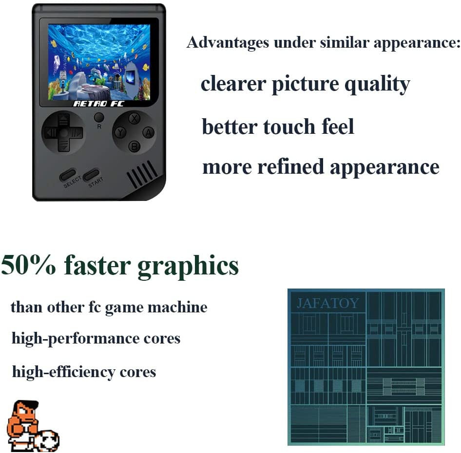 Retro Handheld Game Console 168 Classic 8Bit Games 3″ LCD Screen AV TV Out Black