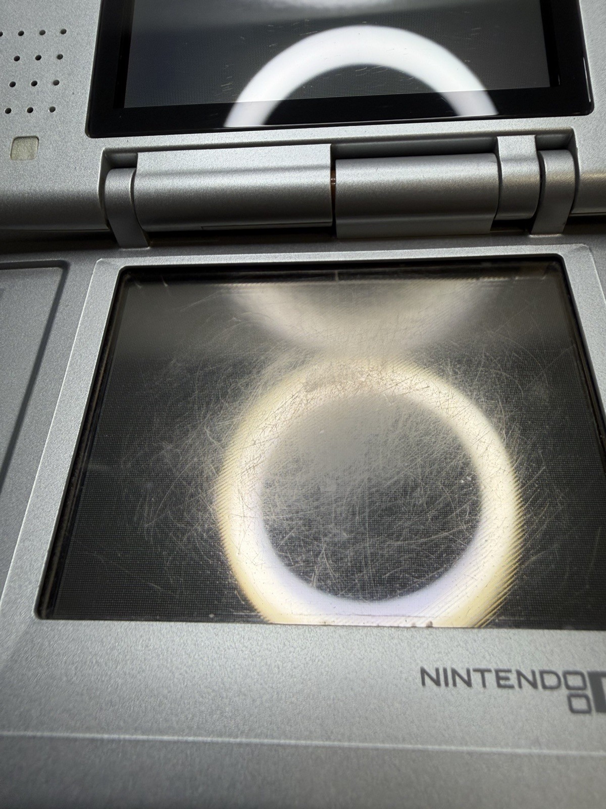 Original DS Handheld Silver With Stylus Charger And Game Tested And Working