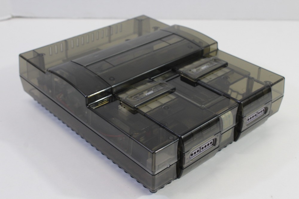 Super Nintendo Transparent Clear Black Console SNES SFC Converted AC Adapter AV