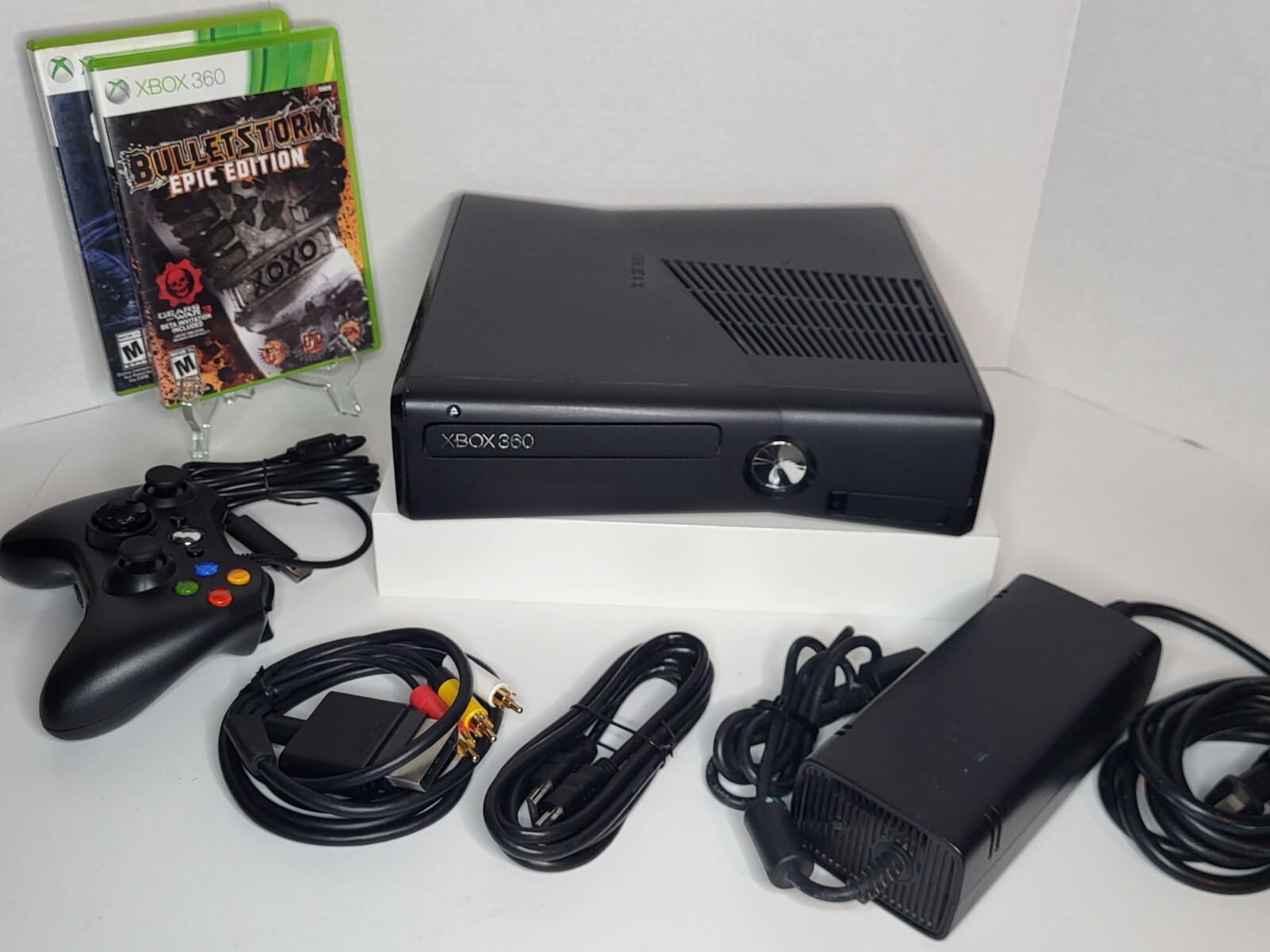 Xbox 360 120GB Slim Console Black w/One Wired Controller & Two Used Games!