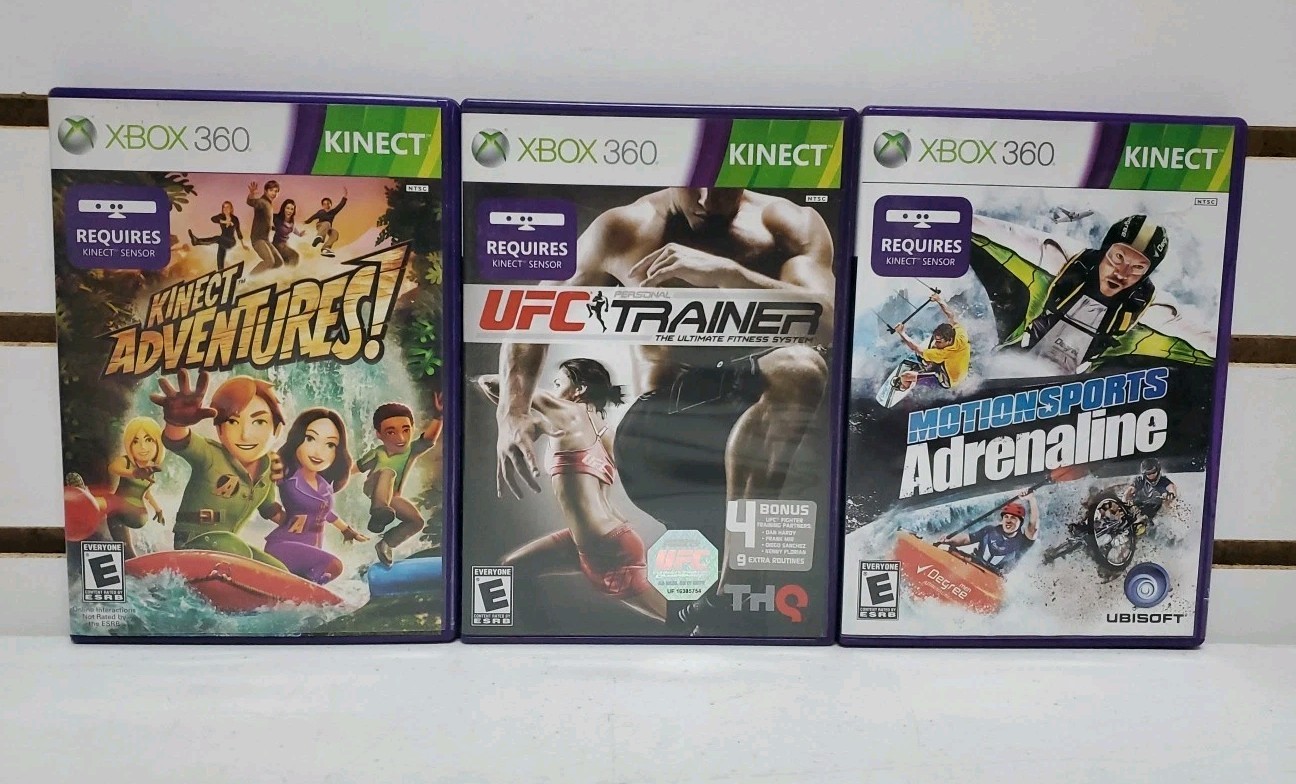 Xbox 360 Kinect Sensor Bar Bundle w/Games – Tested & Works – Lot #11 *READ*
