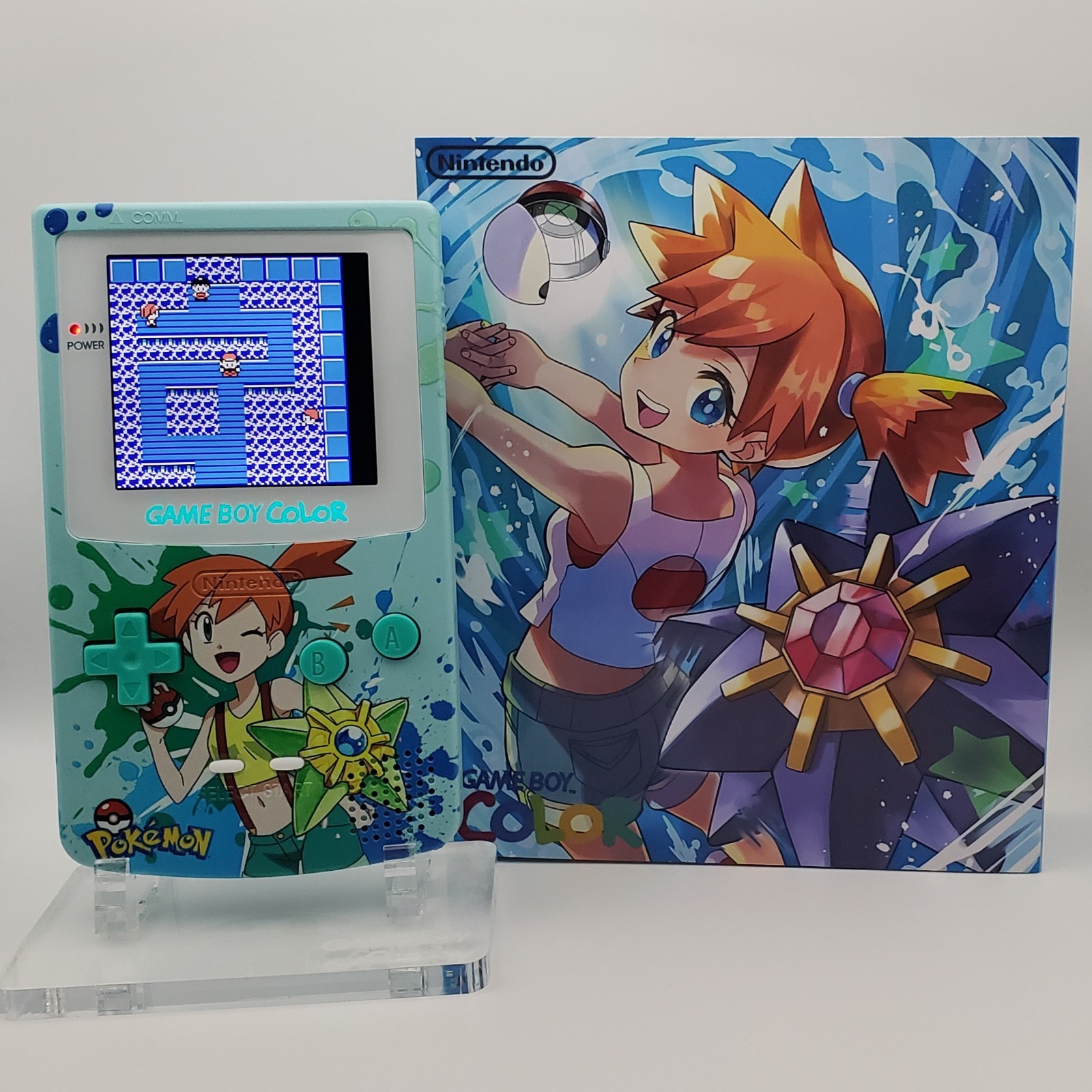 Laminated OLED Screen – Misty & Shiny Staryu Game Boy Color w/ Case