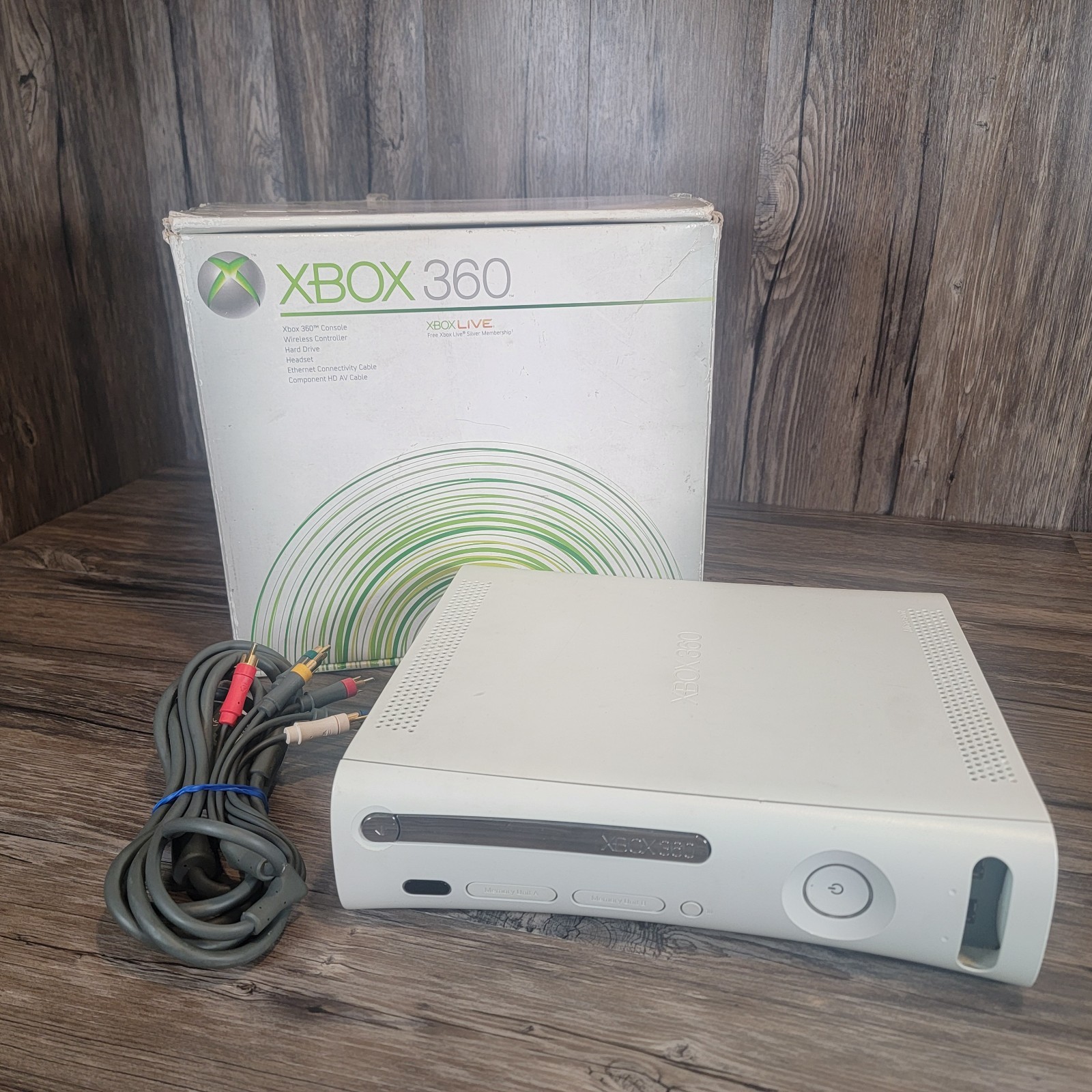Microsoft Xbox 360 Console For Parts/Repair With Box and A/V Cable NO HDD