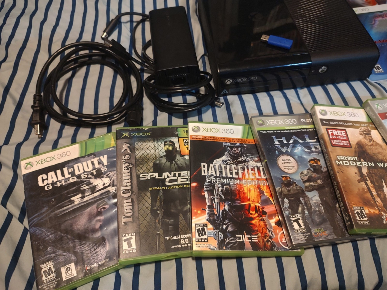 Microsoft Xbox 360 E Console Model 1538 LOT 9 Game Bundle TESTED COMPLETE