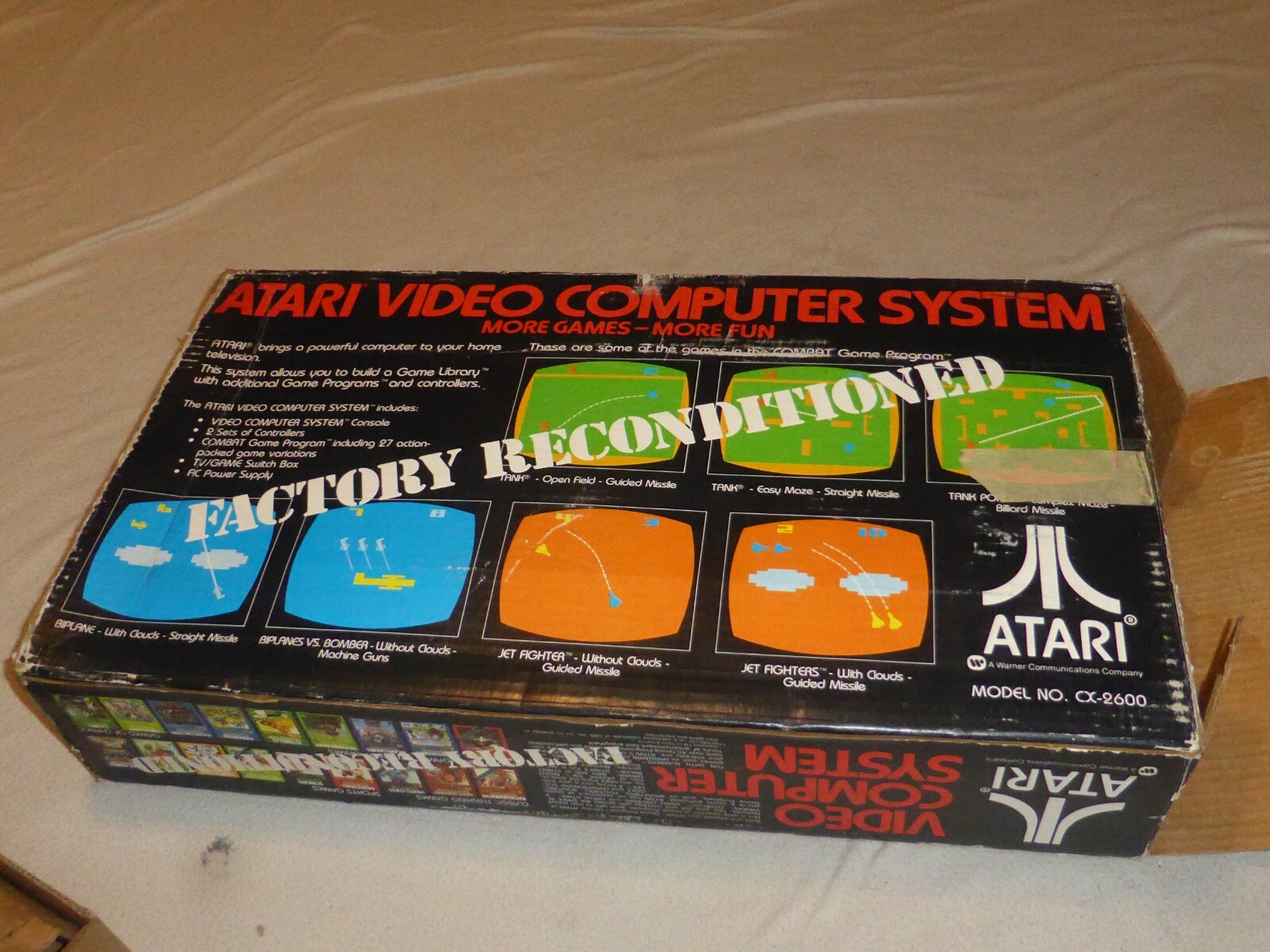 ATARI 2600 VIDEO COMPUTER SYSTEM FACTORY RECONDITIONED CX-2600 W BOX TAIWAN