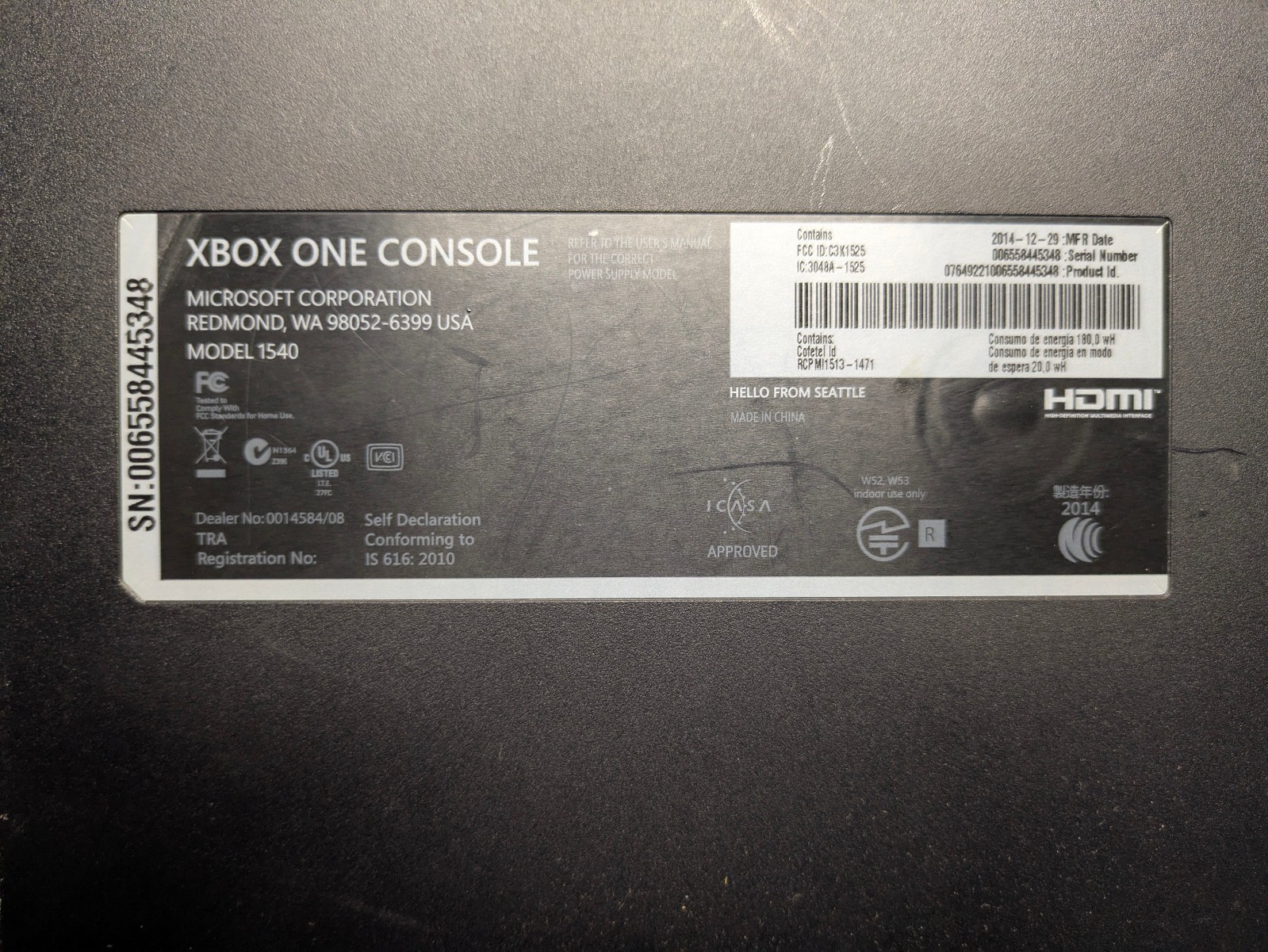 Microsoft Xbox One 1540 500GB Console Tested and WORKING