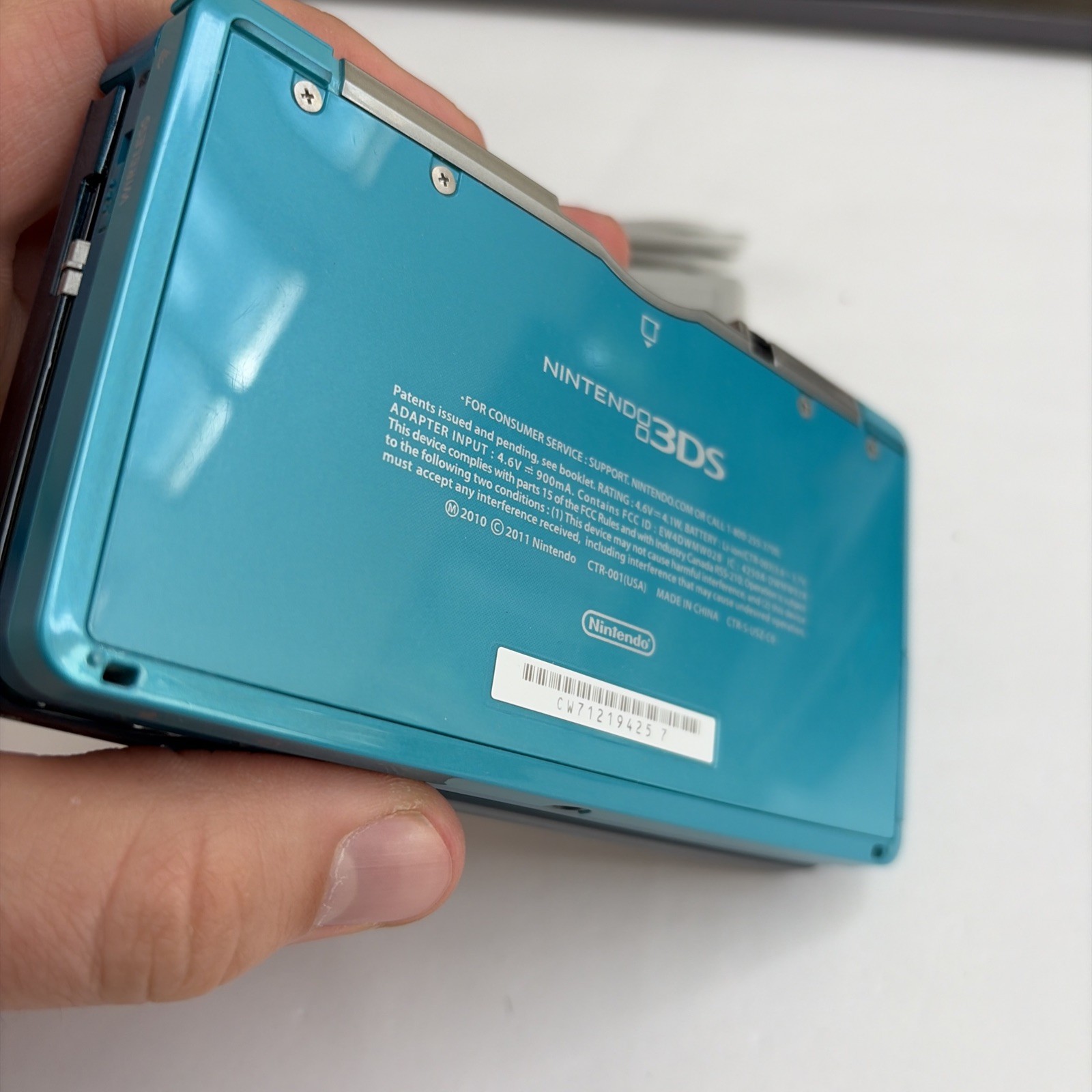 Nice! Nintendo 3DS Handheld Video Game Console Aqua Blue CTR-001 (USA) W Charger