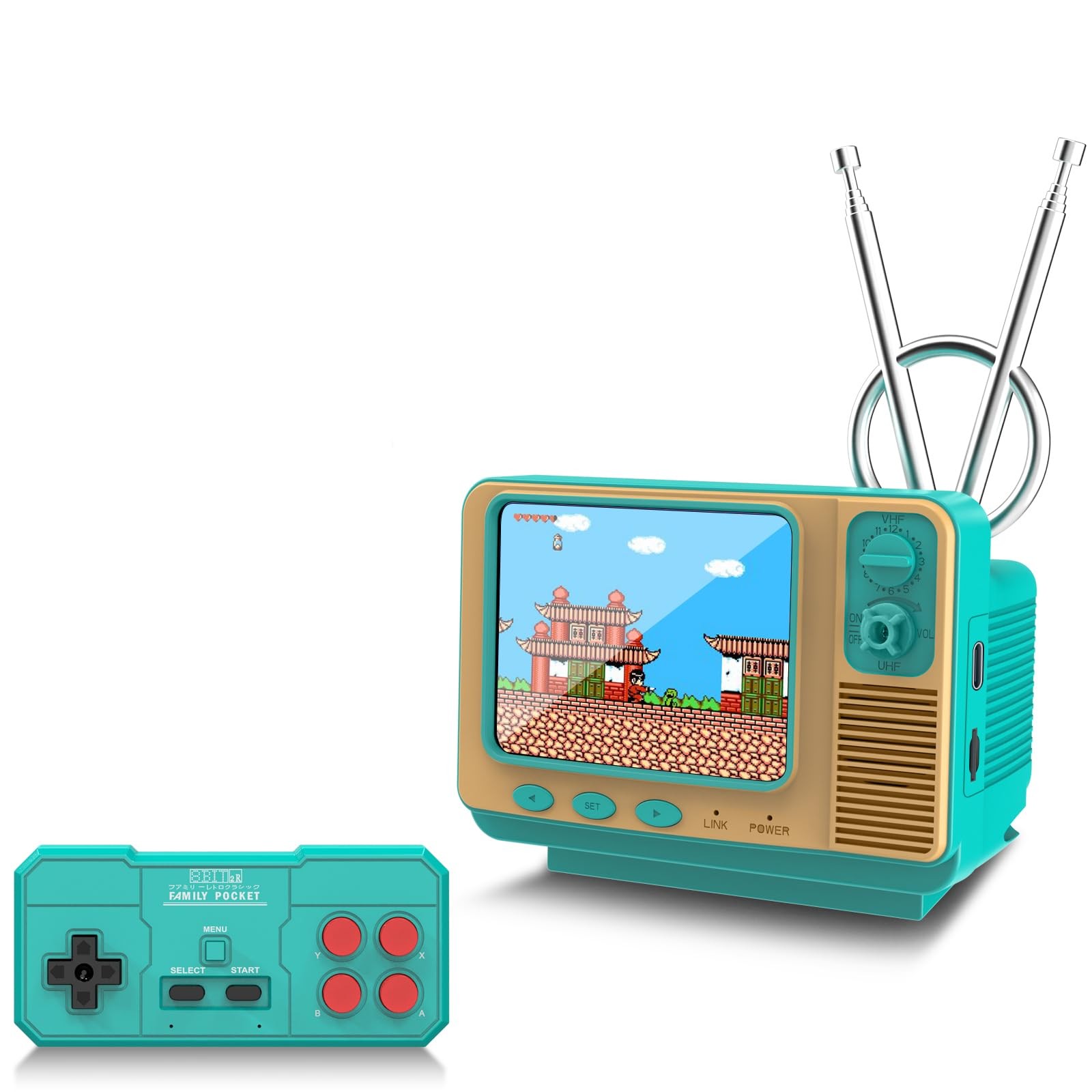 Retro Game Console – 42 JALECO + 168 Classic Games, 2.4G Wireless 2-Player, 3.0