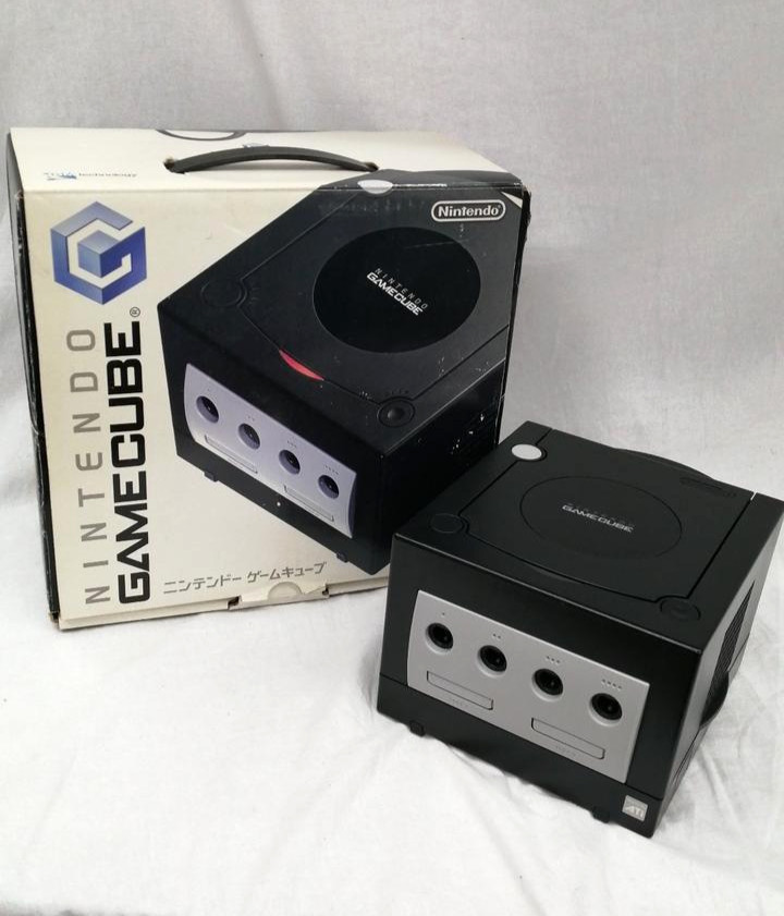 Nintendo GameCube Black Console DOL-001 w/ Box,AC adapter No Controller&AV Cable